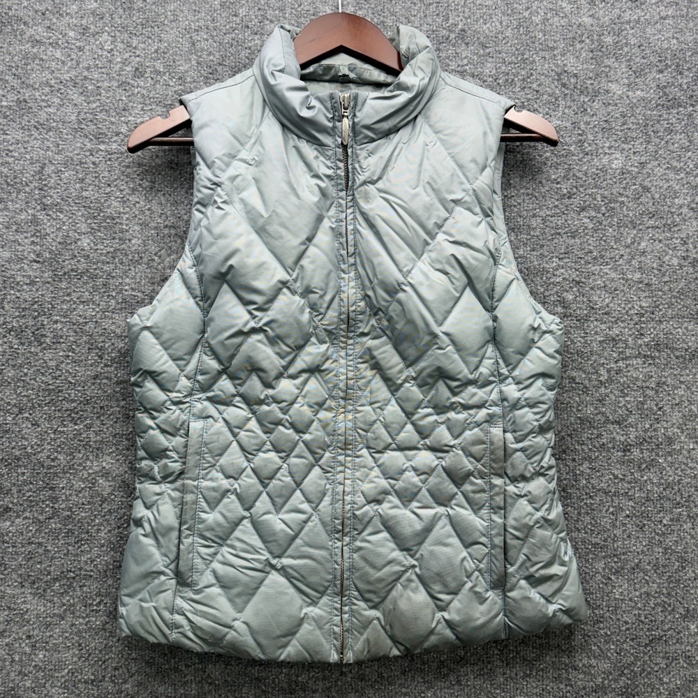 Eddie Bauer Premium Goose Down Vest Womens S Gray Quilted Full Zip Outdoor